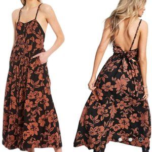 Free People Floral tie-back midi sundress Size S